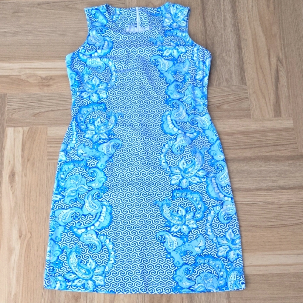 J. McLaughlin Blue Patterned Sleeveless Dress Medium